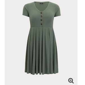 NWT olive green button down skater dress